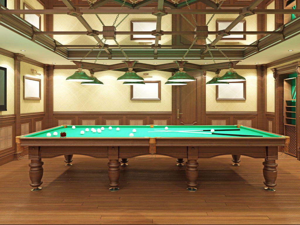 Billiard room in classical style with wooden decoration.