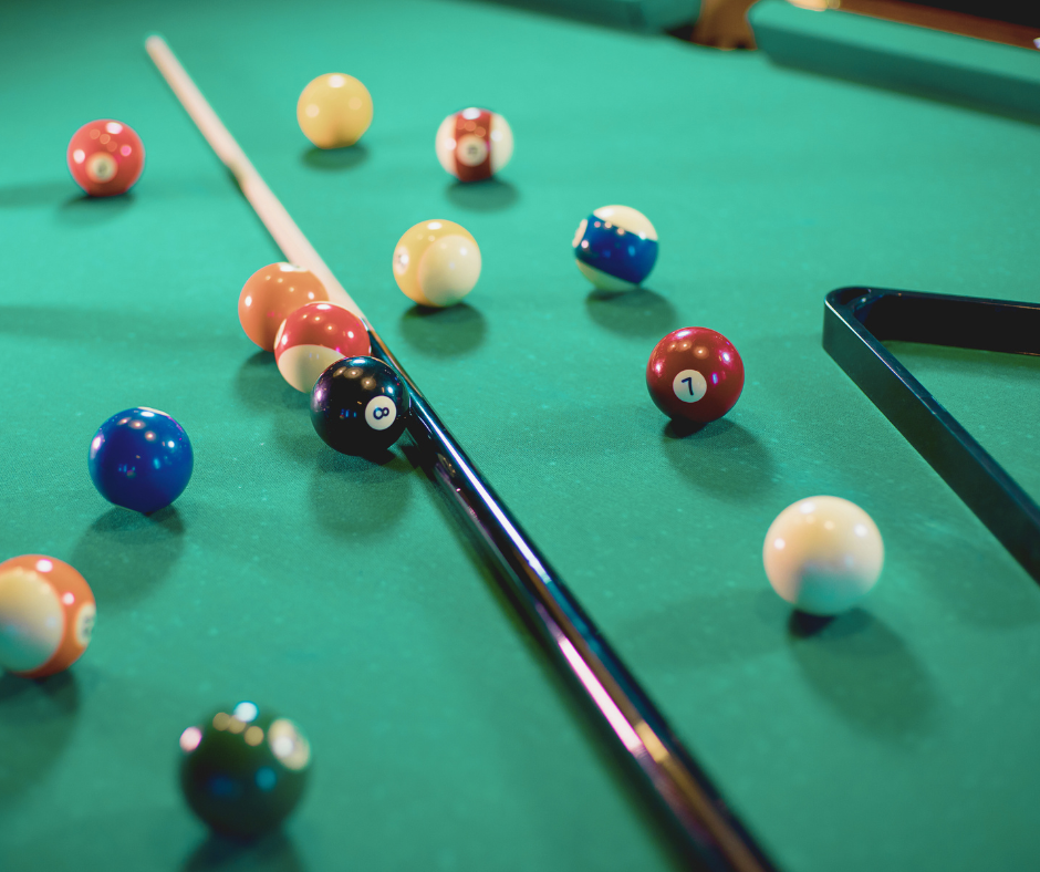 Close up of a pool game being played