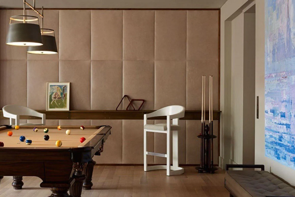Pool table with light above it