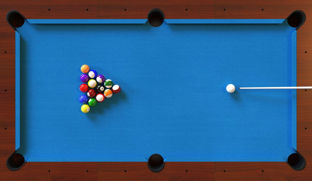 Top view of pool billiard game.