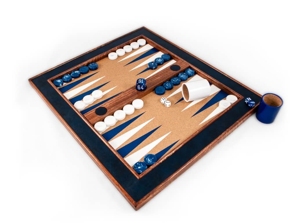 Blue & White Tabletop Backgammon Set - Blatt Billiards