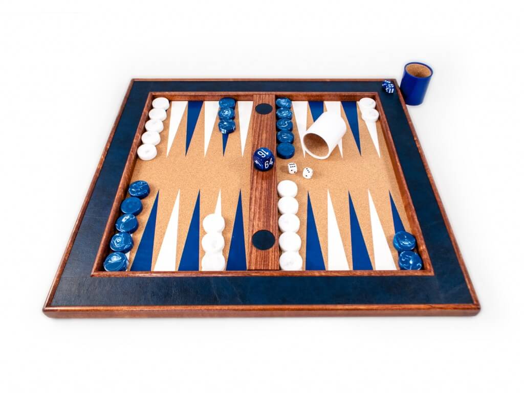 Blue & White Tabletop Backgammon Set - Blatt Billiards