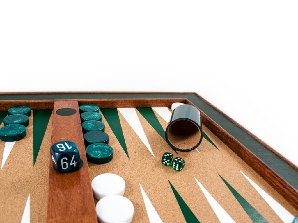 Green & White Tabletop Backgammon Set - Blatt Billiards