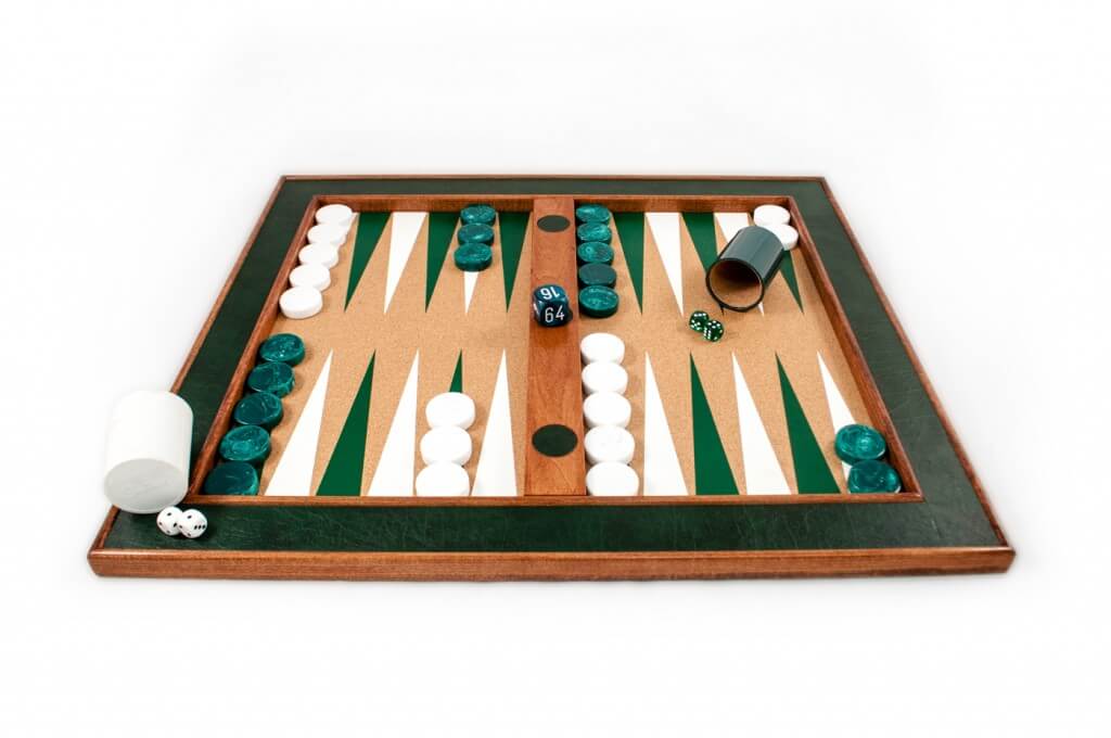 Green & White Tabletop Backgammon Set - Blatt Billiards