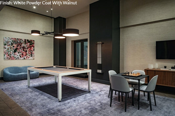 Fusion Dining Pool Table: Powder Coated Steel Legs with Wood Tops ...