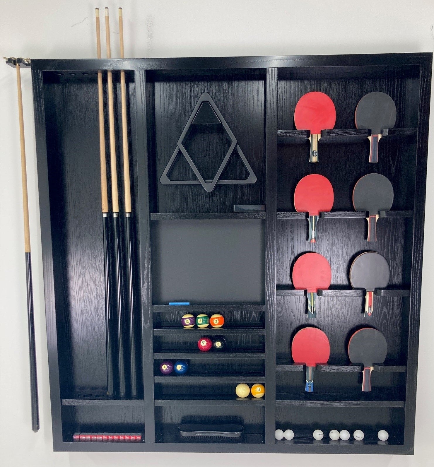 Billards Graphics Rack Grand Combination Wall Rack - Blatt Billiards