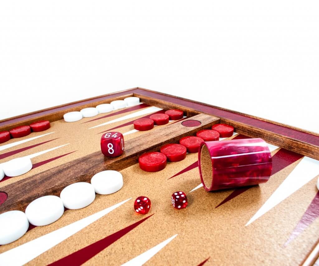 Red & White Tabletop Backgammon Set - Blatt Billiards